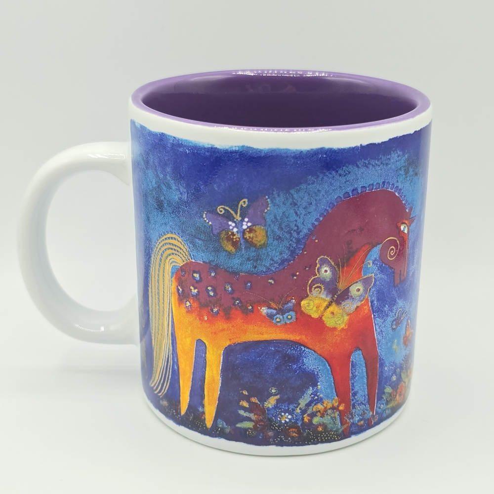 VTG Laurel Burch Horse Butterfly Mug 2004 Fantasy Art Purple Interior Wine Thing